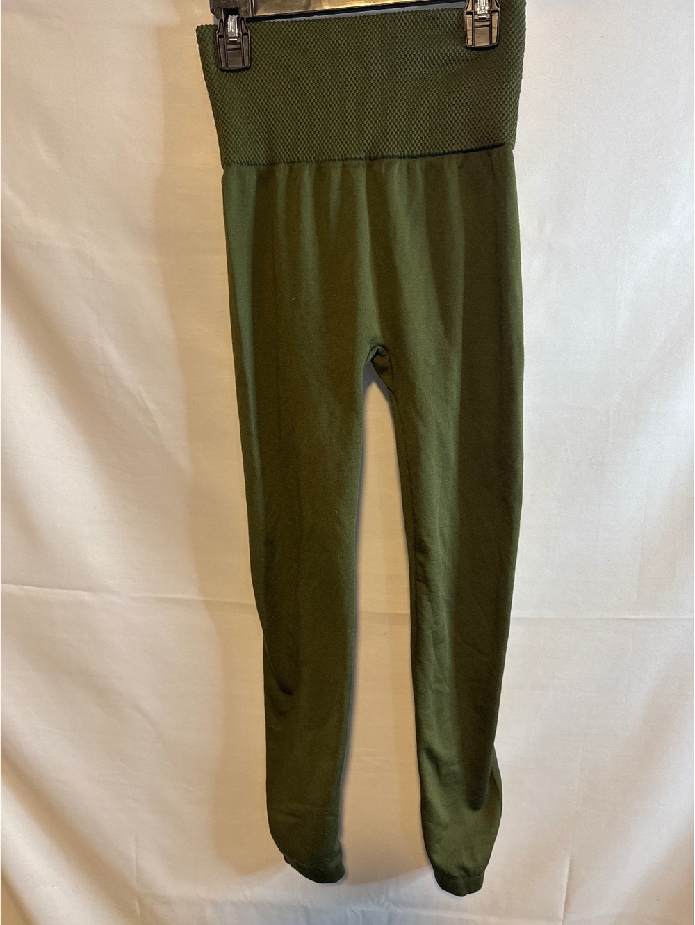 YELETE Womens One Size Olive Green Fleece Lined Leggings High Waist Stretch